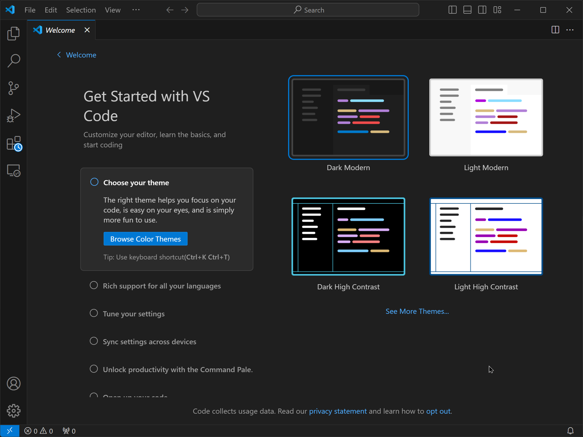 Голый VScode